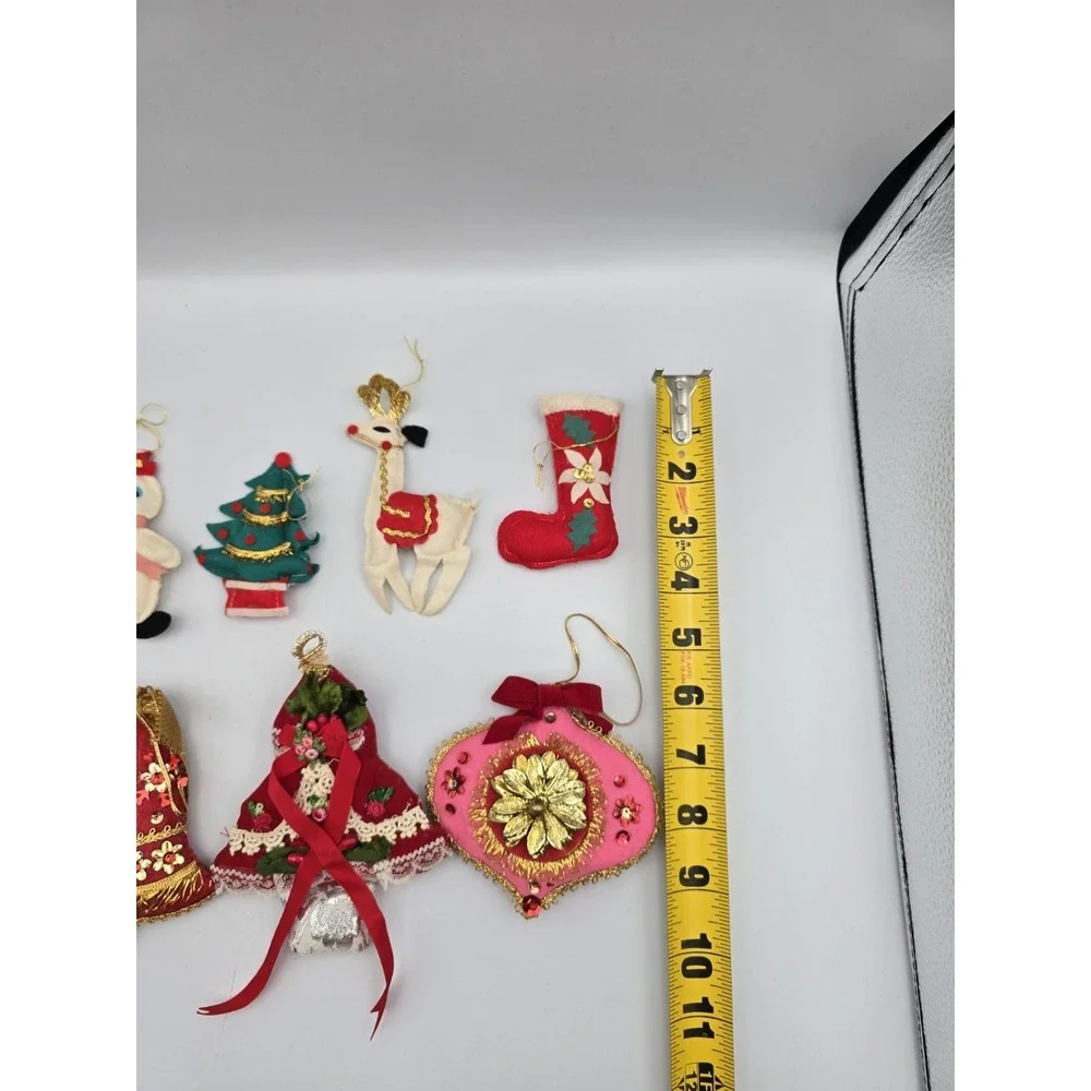 10 Felt Christmas Ornaments,  Handmade, 60's‎ Vibe, Most Wonderful Time Of Year